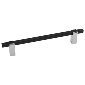 PUXADOR 0273 192 MM ALUM HASTE PRETA/BASE CR